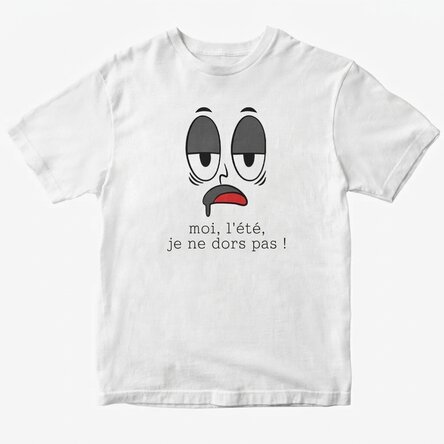 T-shirt en coton personnalisé avec le texte « En été, je ne dors pas ! »