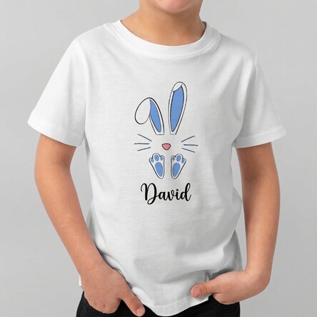 T-shirt en coton pour enfants personnalisé avec un prénom - Lapin de Pâques