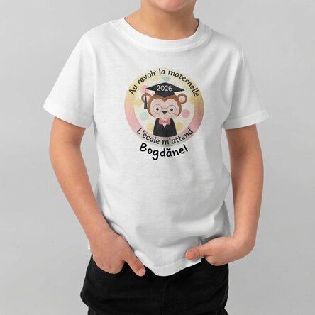 T-shirt en coton pour enfants personnalisé avec un message - « Au revoir la maternelle »