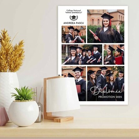 Affiche personnalisée avec 6 photos et un texte - Remise des diplômes