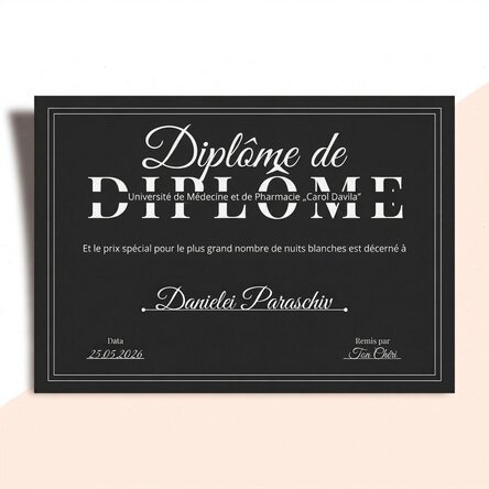 Diplôme personnalisé avec texte - Diplôme de fin d'études