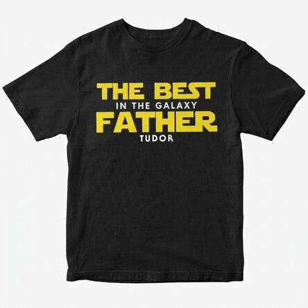 T-shirt en coton personnalisé avec l'inscription « Best father of the galaxy »