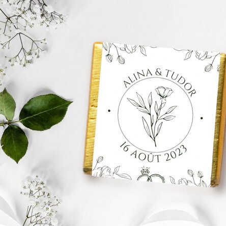 Mini-chocolat personnalisé avec message - motif floral