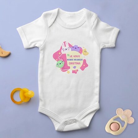 Body pour bébé personnalisé avec un message - 1er anniversaire