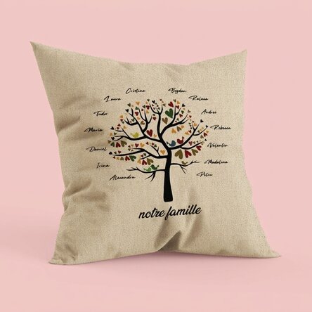 Coussin personnalisé avec inscription - Notre famille - À