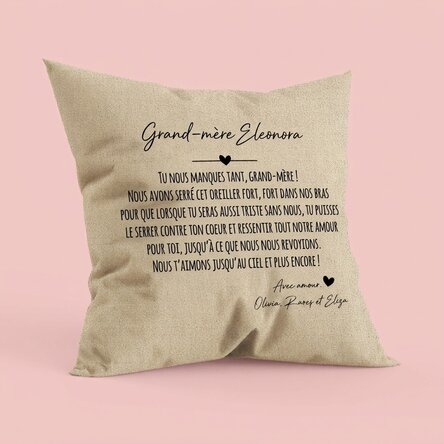 Coussin personnalisé avec un message pour vos proches - À