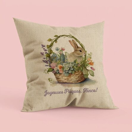 Coussin personnalisé avec inscription - Joyeuses Pâques - En