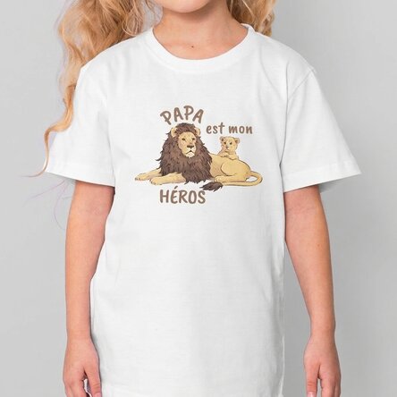 T-shirt en coton pour enfants personnalisé avec l'inscription « Daddy is my hero »