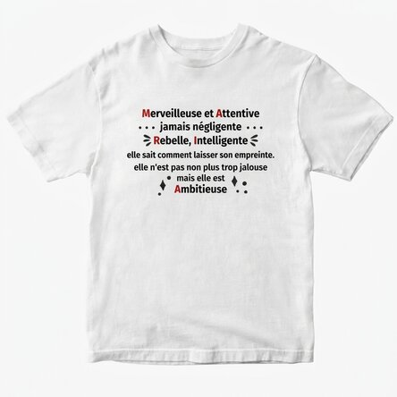 T-shirt en coton personnalisé avec le texte « M.A.R.I.A. »