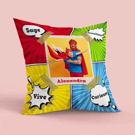 Oreiller personnalisé avec photo, grand format - Comics