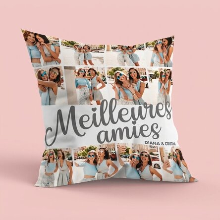Coussin personnalisé avec 12 photos, grand format - Besties