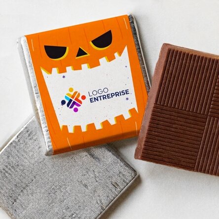 Mini-chocolat personnalisé avec logo et message d'Halloween - Citrouille