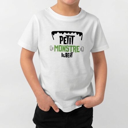 T-shirt en coton d'Halloween pour enfants, personnalisé avec un texte - Little monster