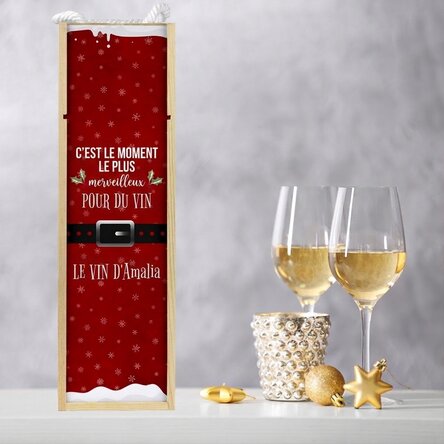 Caisse de vin personnalisée avec un message de Noël - « Most wonderful time »