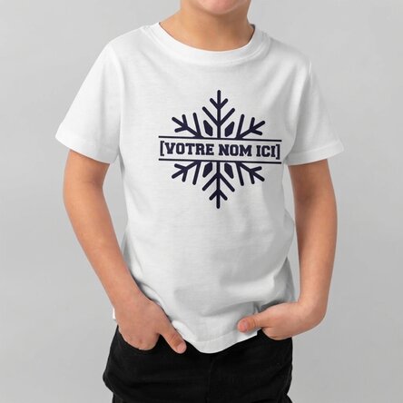 T-shirt en coton pour enfants personnalisé avec un prénom - Flocon de neige