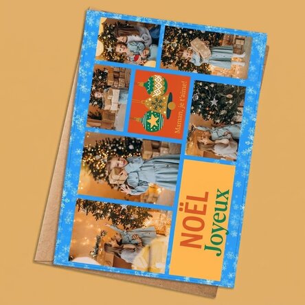 Carte personnalisée avec 6 photos et un texte - Holly Jolly