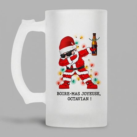 Chope à bière personnalisée avec inscription - Merry Drinks - Mas