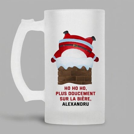 Chope à bière personnalisée avec inscription - HO HO HO