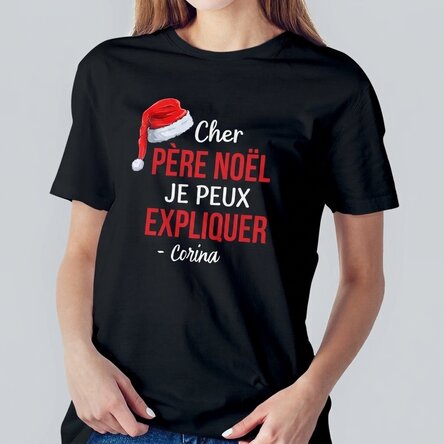 T-shirt en coton personnalisé avec le texte « Dear Santa »