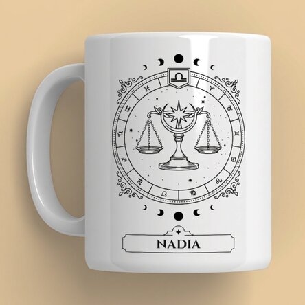 Tasse personnalisée avec prénom et signe du zodiaque - Balance
