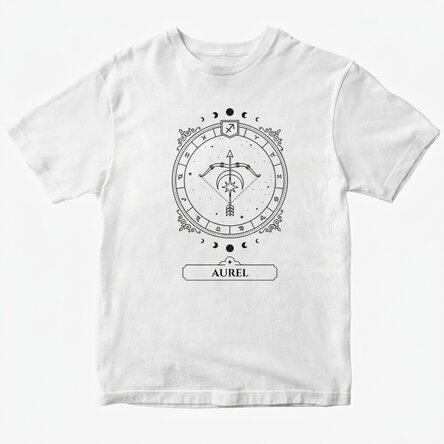 T-shirt en coton personnalisé avec prénom et signe du zodiaque - Sagittaire