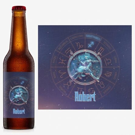 Personalised beer with name and zodiac sign - Sagittarius