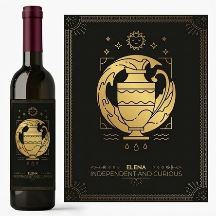 Personalised wine with text and zodiac sign - Aquarius