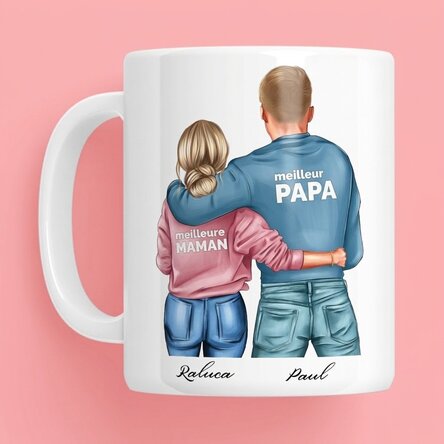 Tasse personnalisée avec prénom - Maman & Papa