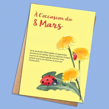 Carte personnalisée avec texte - Coccinelles