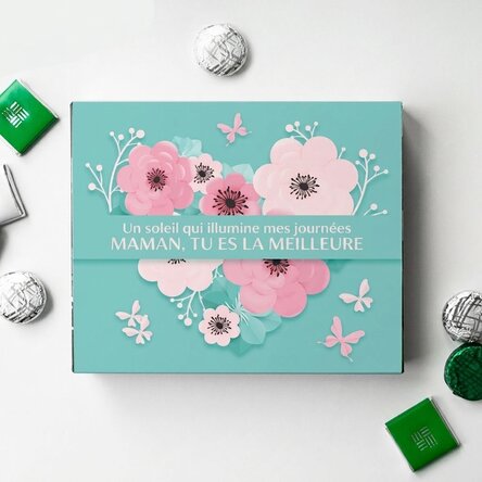 Boîte de bonbons personnalisée avec un message - Flower heart