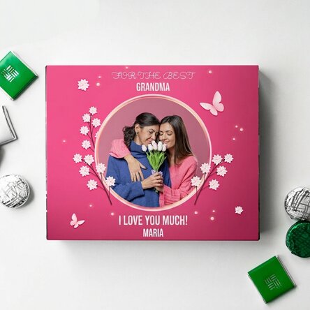 Personalised box of chocolates with photo and text - Happy spring