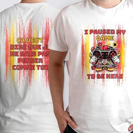 T-shirt en coton personnalisé avec un texte au recto et au verso - Gamer