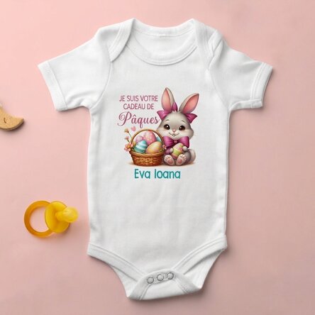 Body pour bébé personnalisé avec son prénom - Cadeau de Pâques, petite fille