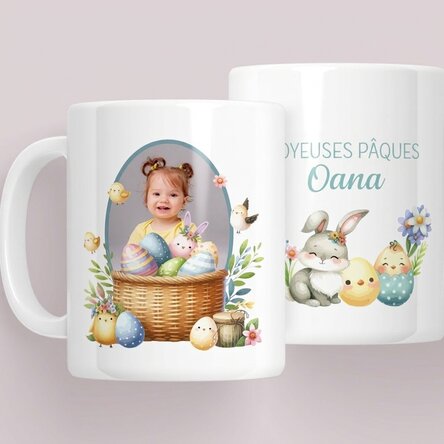 Tasse personnalisée avec message et photo - Lapin