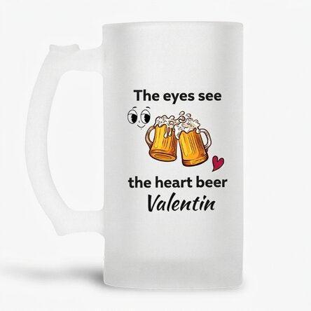Chope à bière personnalisée avec un texte - « Les yeux voient »
