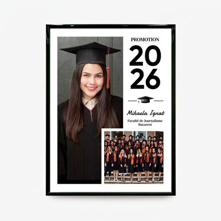 Tableau personnalisé avec un texte et 2 photos - Remise des diplômes