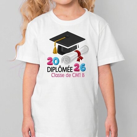 T-shirt en coton pour enfants personnalisé avec un message - Diplômé