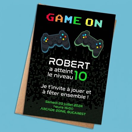 Carte personnalisée avec texte - invitation - Game on