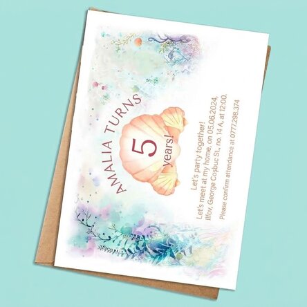 Personalised card with text - Birthday invitation - Mermaids