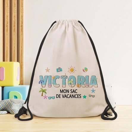 Sac à dos personnalisé avec prénom et message - Vacances d'été