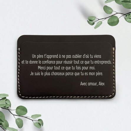 Portefeuille en cuir personnalisé, coloré, avec un message