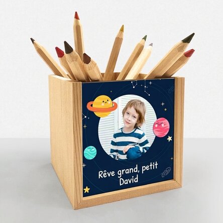 Porte-crayons personnalisé avec photo et texte - Cosmos