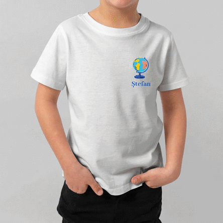 T-shirt en coton pour enfants, personnalisé avec leur prénom, pour l'école