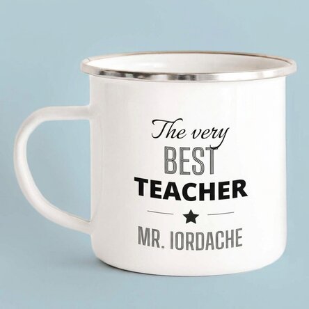 Personalised enamel metal mug with message - Teacher