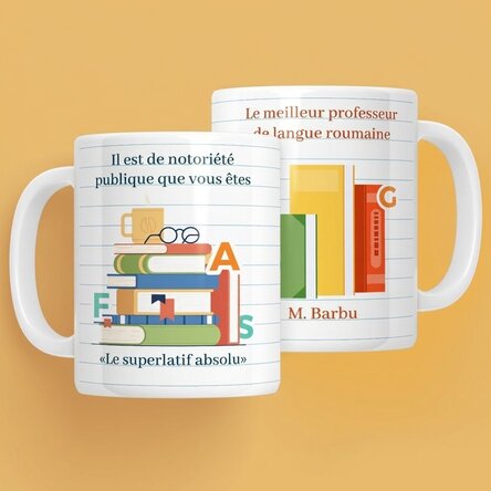 Tasse personnalisée avec un message - Professeur de roumain