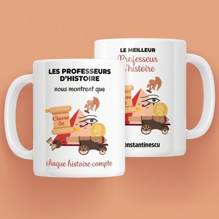 Tasse personnalisée avec message - Professeur d'histoire