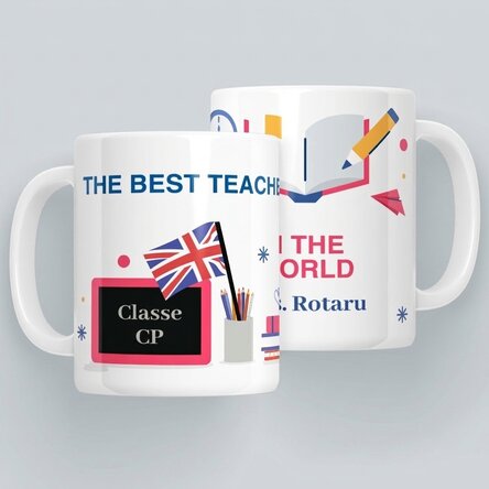 Tasse personnalisée avec message - Professeure d'anglais