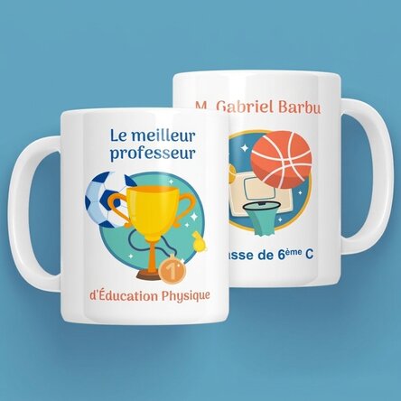 Tasse personnalisée avec message - Professeur d'éducation physique