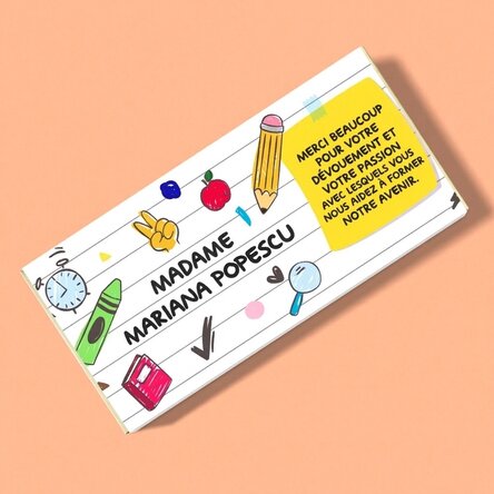 Chocolat personnalisé avec un message - École