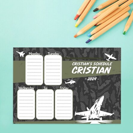 Personalised timetable with text - I'm going to be a pilot!
